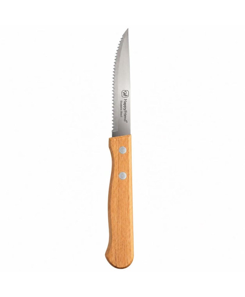 Cuchillos de mesa con mango de madera natural, Cuchillo de Carne Acero Inoxidable,20.5CM