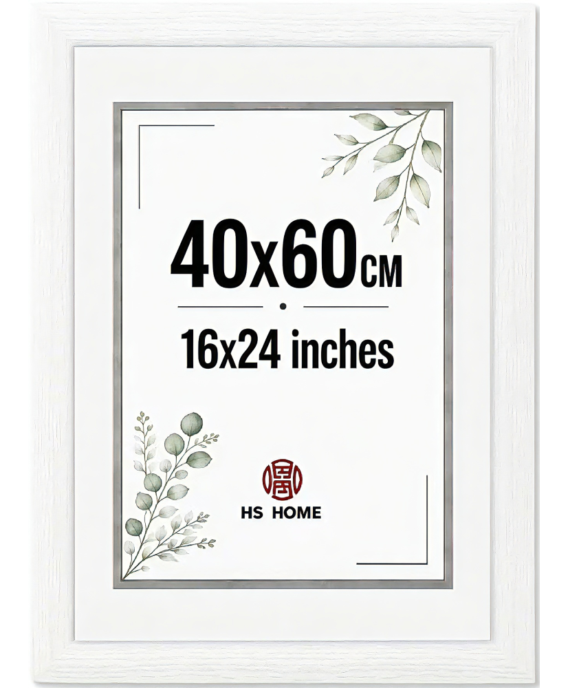 Marco de Foto 40x60cm (Blanco) MOD-257 Hecho de Madera, Ancho de moldura 2cm