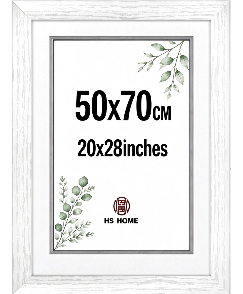 Marco de Fotos Grandes 50x70cm (Blanco) MOD-257, Hecho de Madera MDF, Perfil Frontal de 3cm