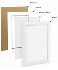 Marco de Fotos Grandes 50x70cm (Blanco) MOD-257, Hecho de Madera MDF, Perfil Frontal de 3cm
