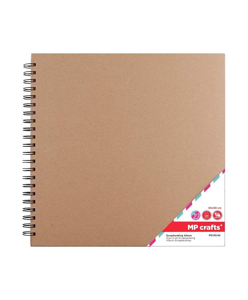 MP-Álbum Scrapbooking, Álbum Encuadernado con Espiral, 30x30cm, Portada Gruesa, 20 Hojas Cuadradas