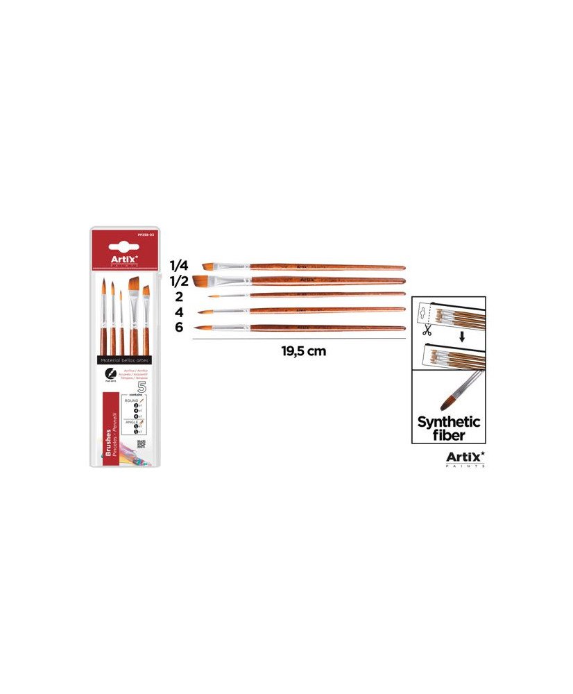 Pinceles pack 5 uds ( 2,4,6, 1/4,1/2)