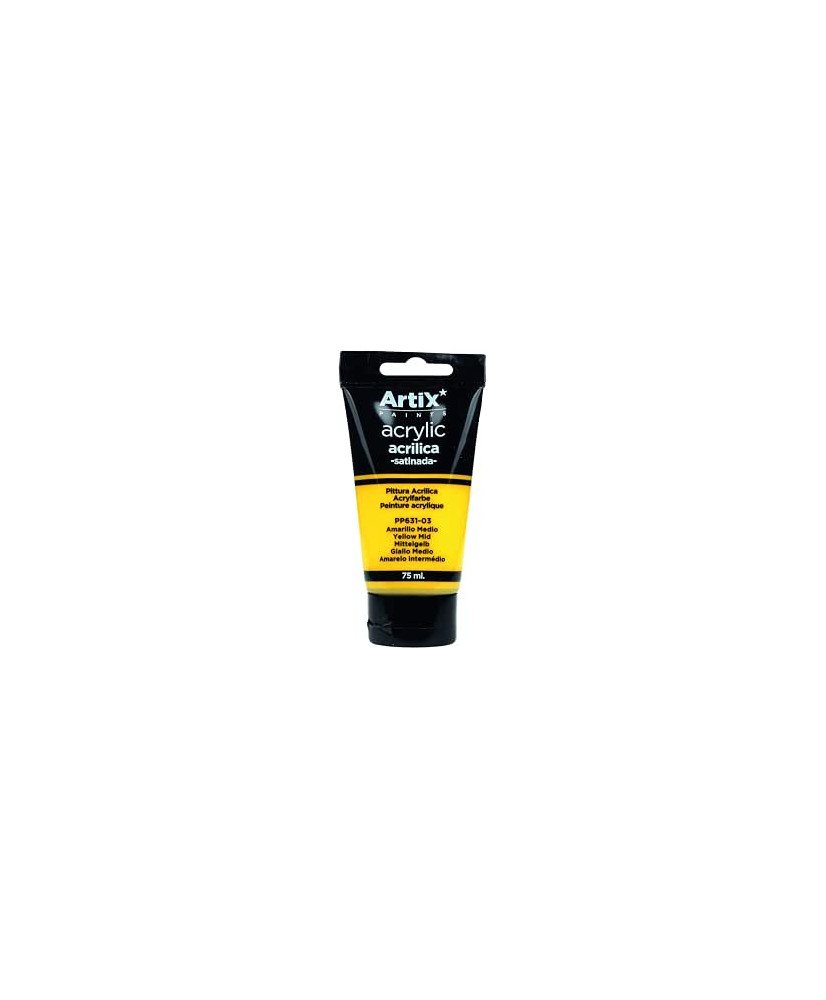 Pintura Acrílica Satinada, Amarillo Medio (Yellow Mid), 75 ml MP Artix  PP631-03