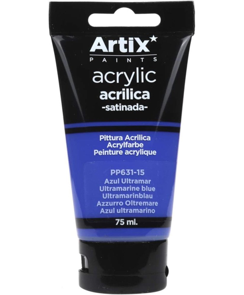 Pintura Acrílica Satinada, Azul Ultramar (Ultramarine Blue), 75 ml,PP631-15 Artix