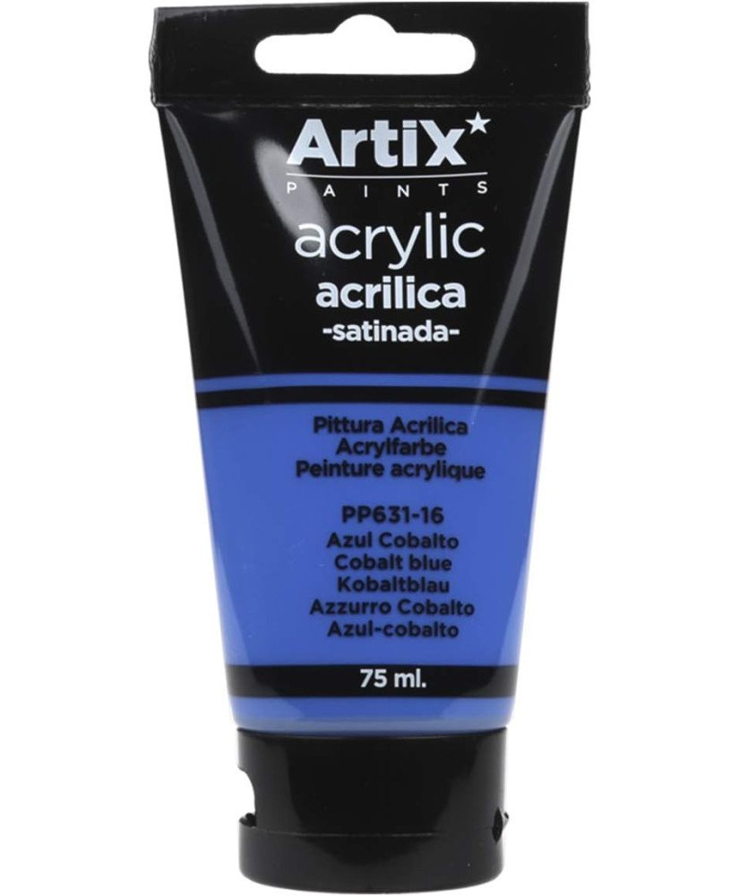 Pintura Acrílica Satinada, Azul Cobalto(Cobalt Blue), 75 ml,PP631-16,Artix