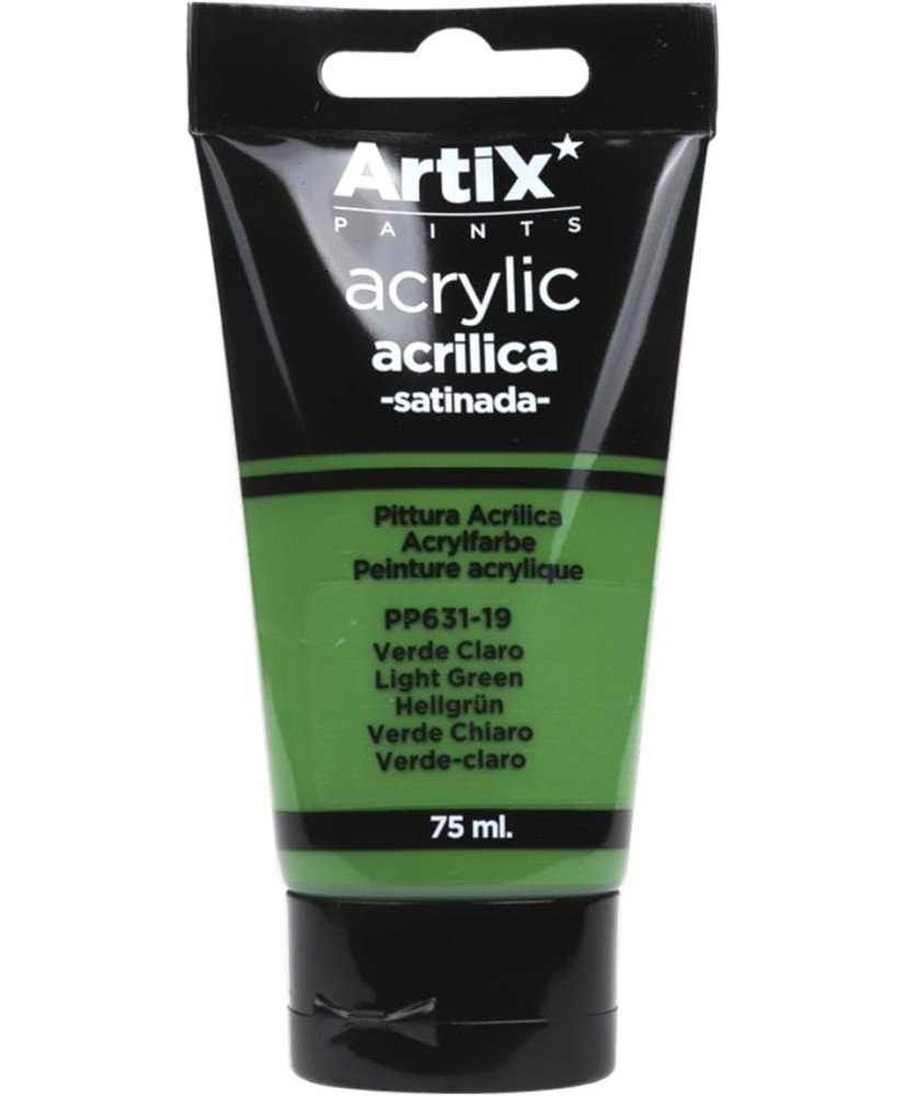 Pintura Acrílica Satinada, Verde Claro(Light Green), 75 ml,PP631-19,Artix