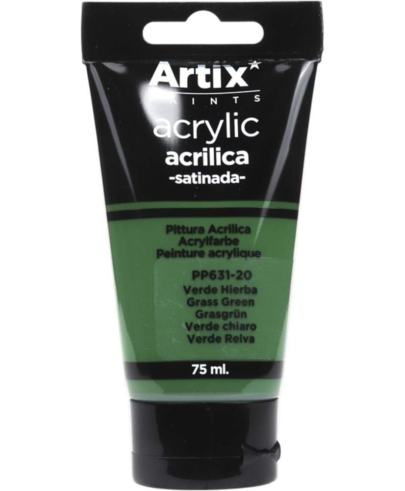 Pintura Acrílica Satinada, Verde Hieba (Grass Green), 75 ml