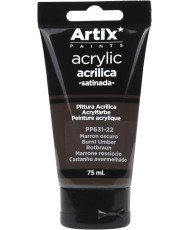 Pintura Acrílica Satinada, Marrón Oscuro (Burnt Umber), 75 ml,PP631-22,Artix