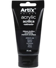 Pintura Acrílica Satinada, Negro (Black), 75 ml,PP631-24,Artix