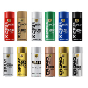 SPSIL Pintura Spray PLATA Metalizado 400ml, para Metal / Madera / Plástico