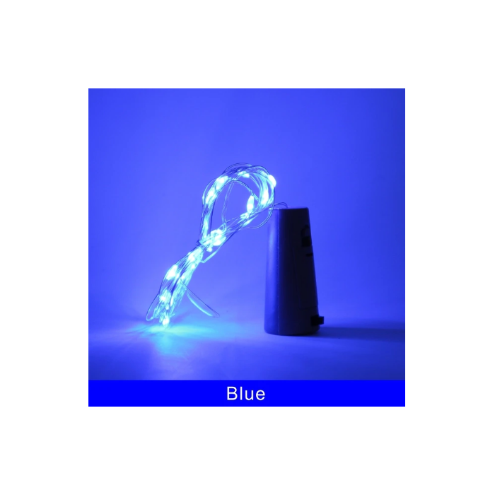 Luces nocturnas para botella, luces de corcho, cadena de luces estrelladas para botella de vino COLOR AZUL 4 M