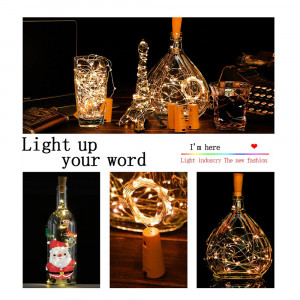 Luces nocturnas para botella, luces de corcho, cadena de luces estrelladas para botella de vino COLOR AZUL  4 M