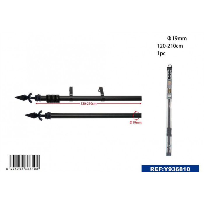 Barra de Cortina 120CM-210CM NEGRO