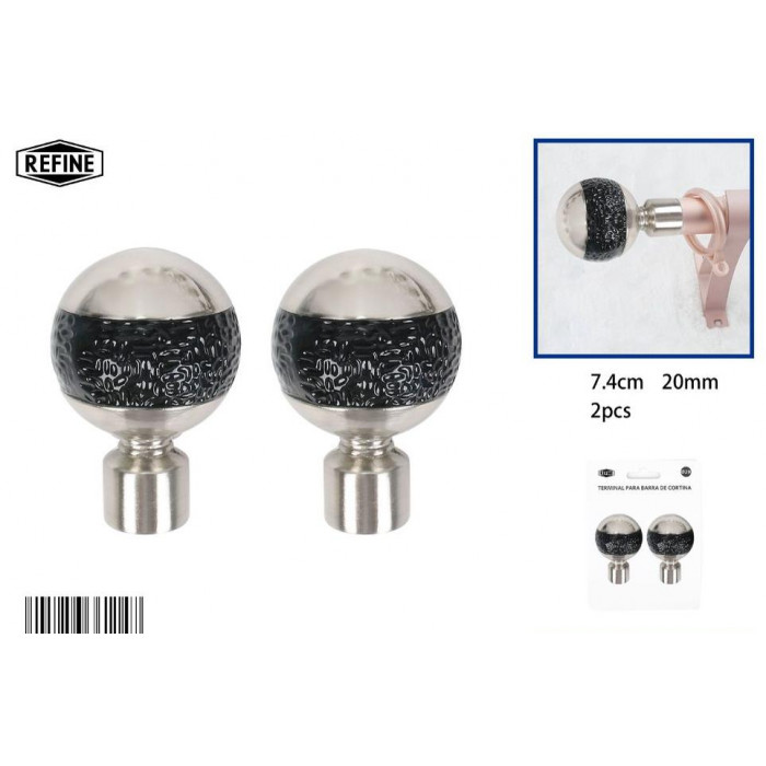 Terminal para barra de cortina 20mm / 7,4cm 2pcs
