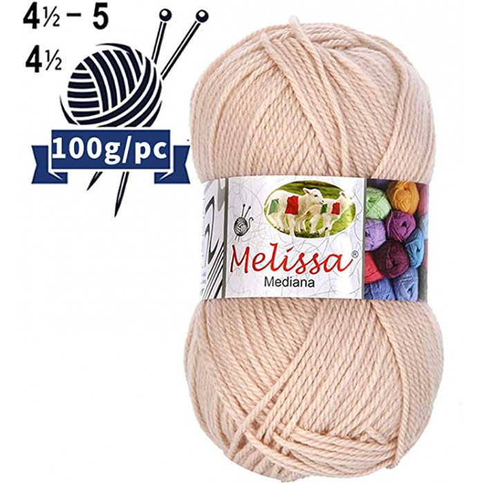 Melissa Hilo 100% Acrilico Ovillo de Lana Mediana 200m 100g para DIY Tejer y Ganchillo, Certificado OEKO-TEX Standard 100