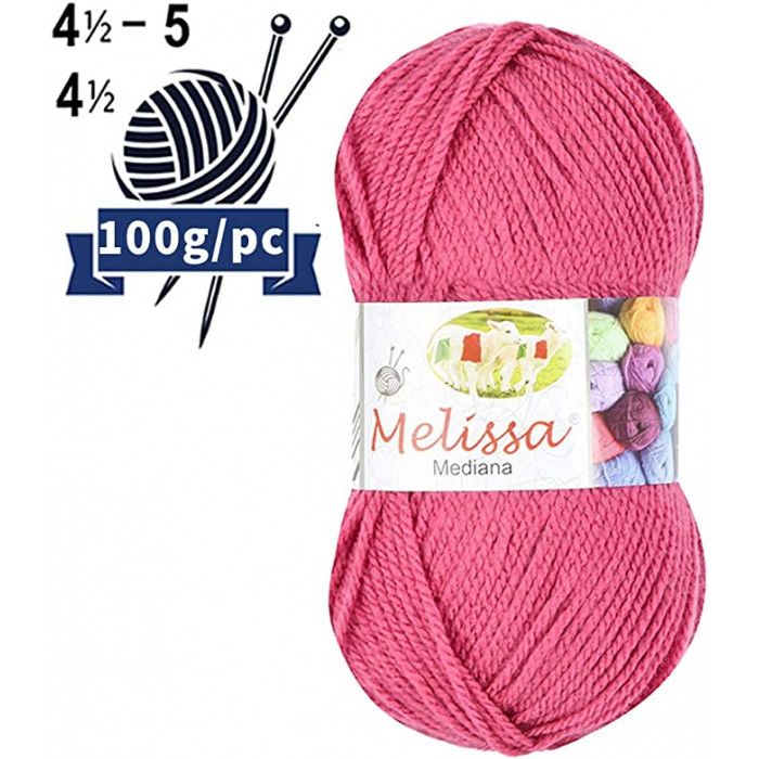 Melissa Hilo 100% Acrilico Ovillo de Lana Mediana 200m 100g para DIY Tejer y Ganchillo, Certificado OEKO-TEX Standard 100