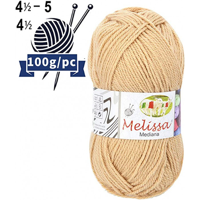Melissa Hilo 100% Acrilico Ovillo de Lana Mediana 200m 100g para DIY Tejer y Ganchillo, Certificado OEKO-TEX Standard 100