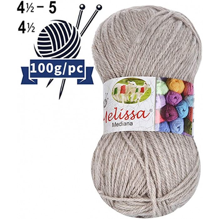 Melissa Hilo 100% Acrilico Ovillo de Lana Mediana 200m 100g para DIY Tejer y Ganchillo, Certificado OEKO-TEX Standard 100