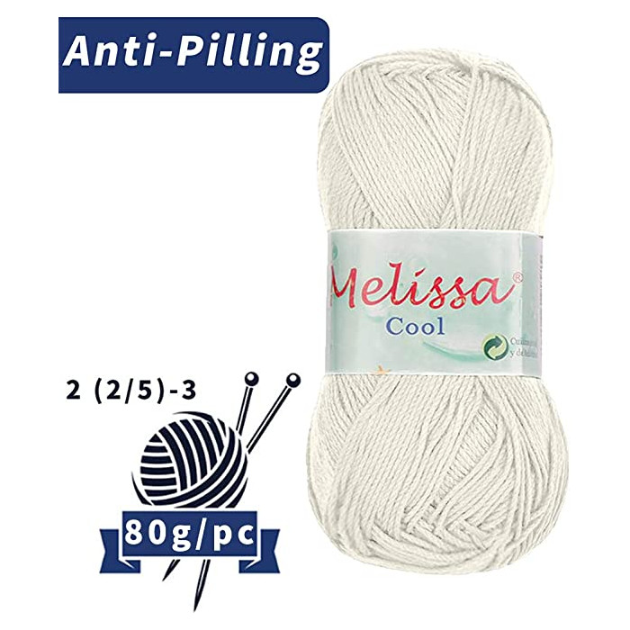 Melissa Cool Hilo Acrílico Ovillo de Lana Fresca para DIY Tejer y Ganchillo (1u * 80g),