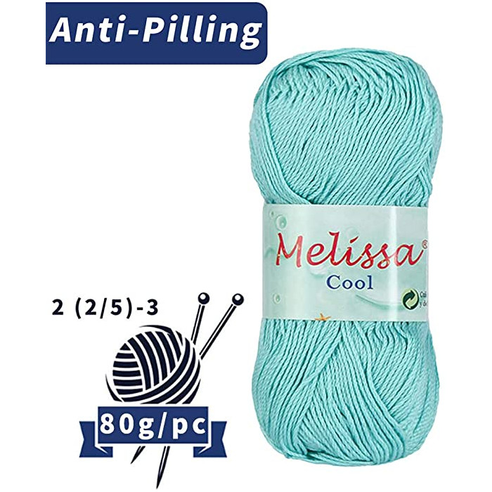 Melissa Cool Hilo Acrílico Ovillo de Lana Fresca para DIY Tejer y Ganchillo (1u * 80g),
