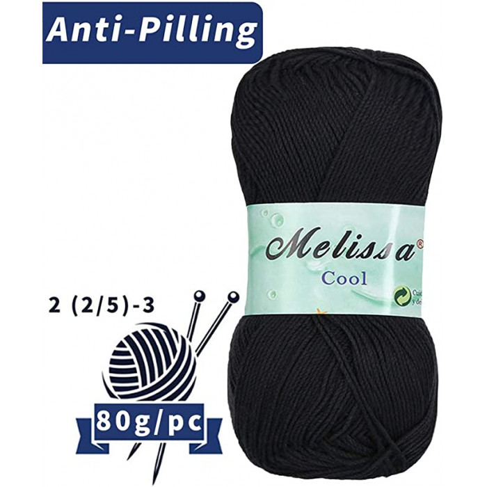 Melissa Cool Hilo Acrílico Ovillo de Lana Fresca para DIY Tejer y Ganchillo (1u * 80g),
