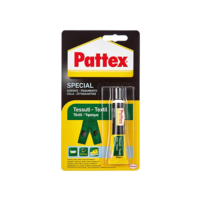 Pattex Pegamento para textil, transparente, resiste a lavados y planchados, 20gr