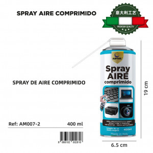 Spray Aire Comprimido 400ml para la Limpieza
