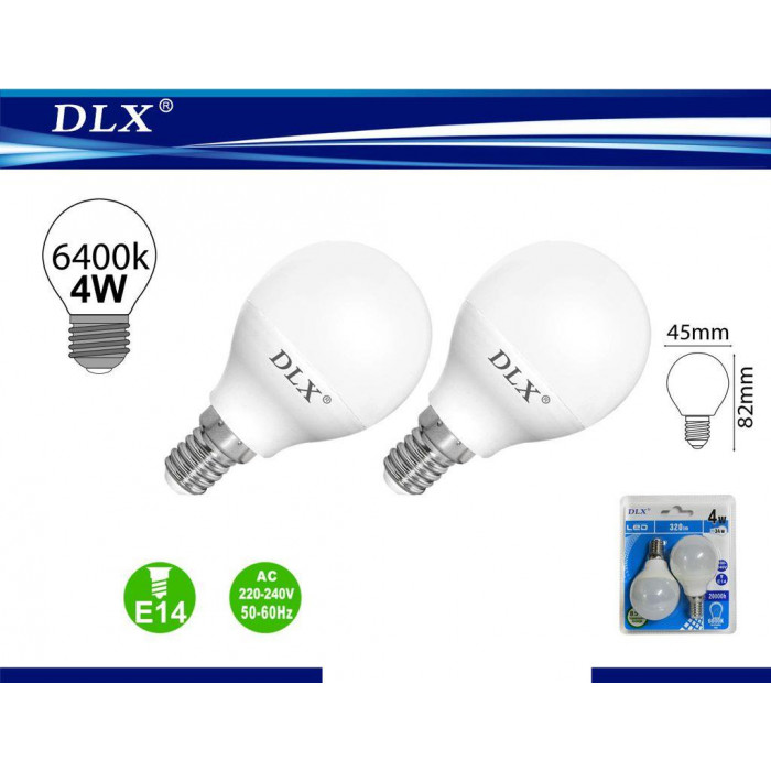 2 Bombillas LED E14, 4W Equivalente a 34W, Luz Fría 6400K, 320 Lúmen,  Bombillas Casquillo Fino, Ahorro de Energía, G45