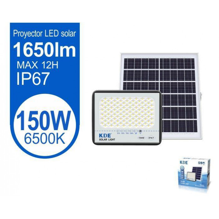 Foco proyector LED solar con mando a distancia,150W,6500K luz blanca Resistente al agua IP67. Perfectos para exterior jardín,