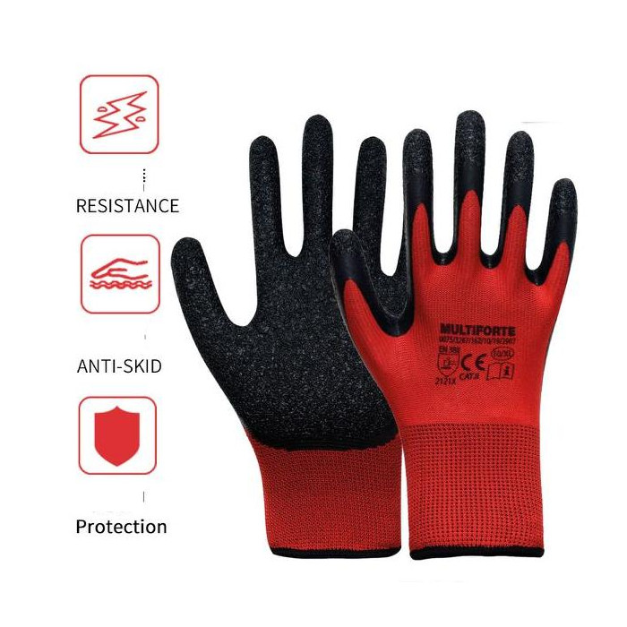 Guantes de trabajo bricolaje, almacén, Rojo, 12 pairs