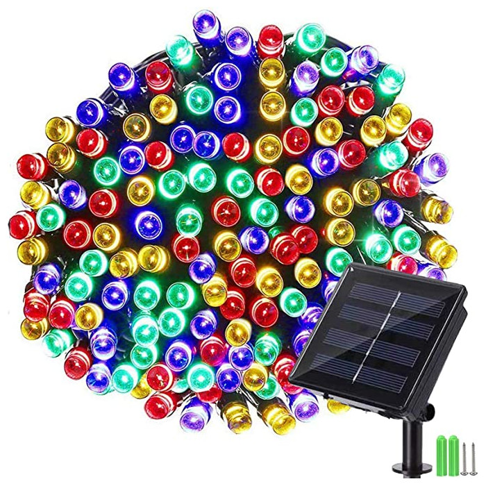 Guirnalda Luces Exterior Solar 10M 140LED Impermeables Cadena de Luces Decoracion para Exteriores/Interiores,