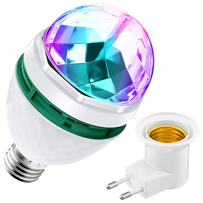 Bombilla estroboscópica LED giratoria RGB de 3W, luz de escenario de cristal multicolor