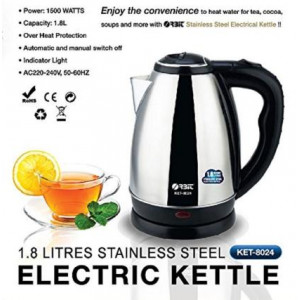 Orbit KET-8024 Hervidor eléctrico de 1500 W con función de apagado automático y manual, 1,8 l, plateado