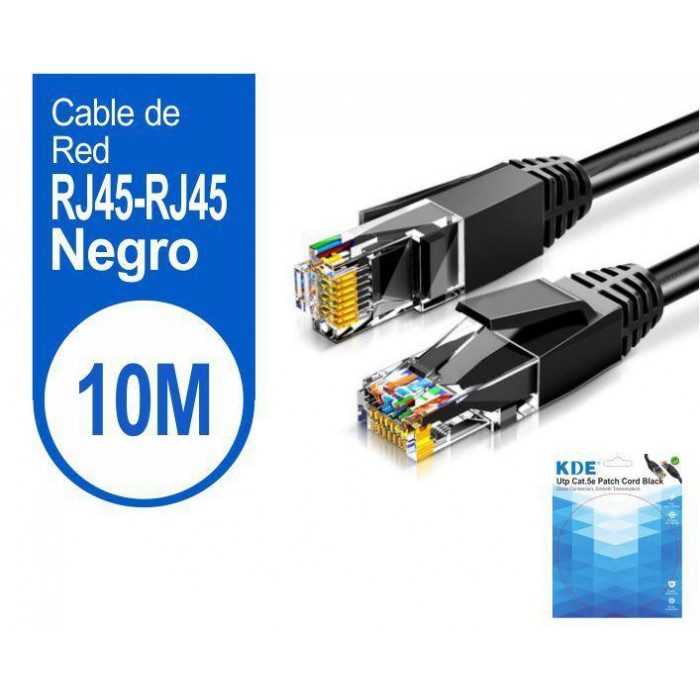 Cable de red utp cat.5e negro 10 m