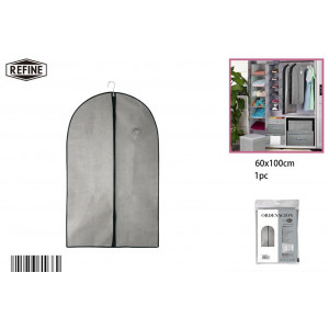 Funda de Ropa Anti-(Polvo 60 x 100cm)- Protectores de Ropa, Trajes, Vestidos. - Porta Traje Transpirable con Asa - Gris