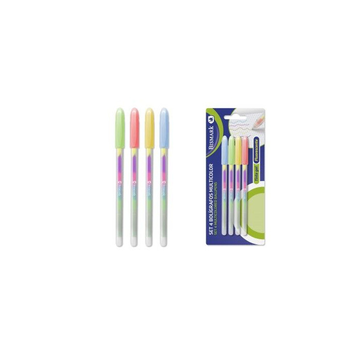 Boligrafo gel tinta multicolor pack 4 uds Bismark