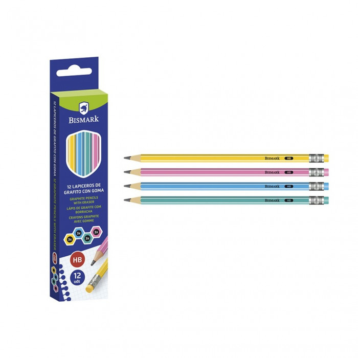 Lapiceros de grafito con goma 12 unidades bismark