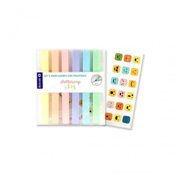 Set 6 marcadores con pegatinas infantil lettering ing