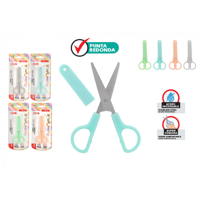 Tijera Escolar Con Tapa Protectora De Punta
