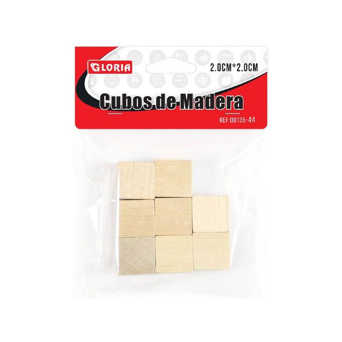 cubos de madera 8 pcs 2x2cm color natural
