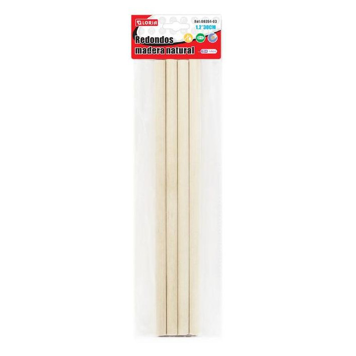 palos de madera colores natural ( 4unidades ) 1.2cm x 30cm