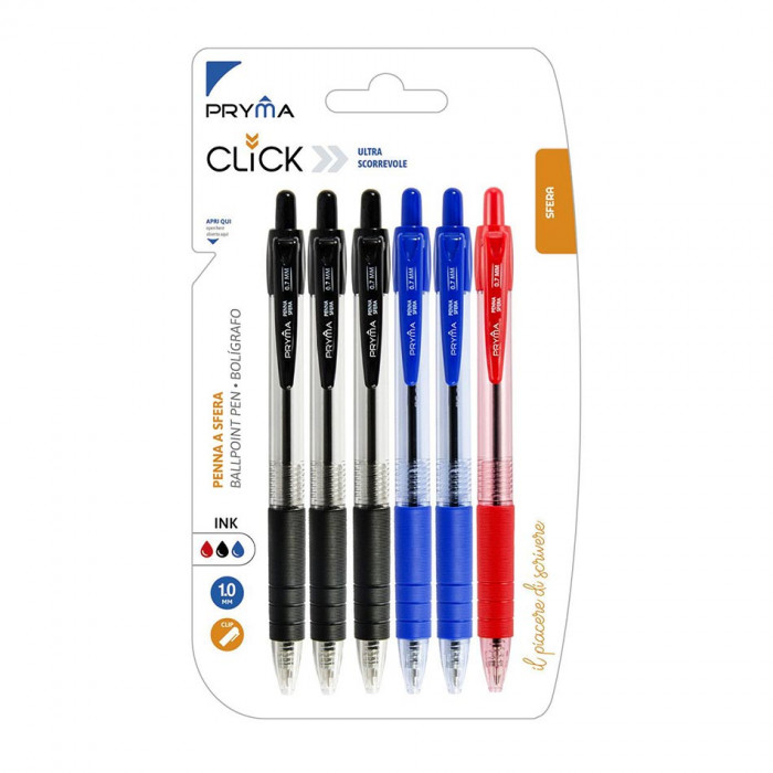 Click Click Bolígrafo 1Mm 6Pz Colores Surtidos