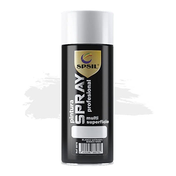 SPSIL Pintura Spray 400ml, ( Blanco Satinado 8578, Paquete de 1 ),Spray  Acrílico para Metal / Madera / Plástico