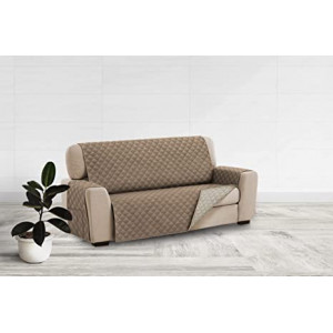 Funda Cubre Sofá Reversible,Dispone Todas Medidas , Protector para Sofás Acolchado Fabricado en España. (2 PLAZAS 110CM, Beige)