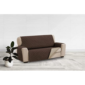 Funda Cubre Sofá Reversible,Dispone Todas Medidas , Protector para Sofás Acolchado Fabricado en España. (2 PLAZAS 110CM, Choco)