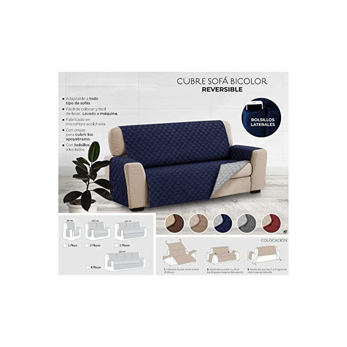 Funda de sofá impermeable, con bolsillos de almacenamiento Con Chaise Longue-  Blanco