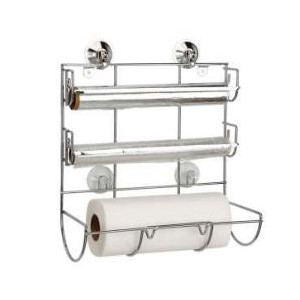 Inalsa - portarrollos de cocina Trio - fijar sin taladrar, Metal cromado, 33 x 34 x 14 cm, Cromo brillante
