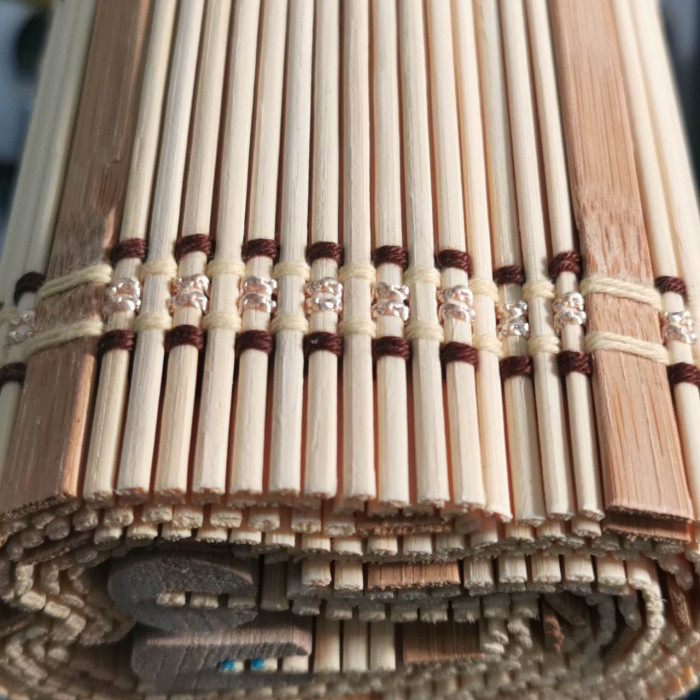 Estor Enrollable Beige de bambú rústico ( 120 x 180 cm )