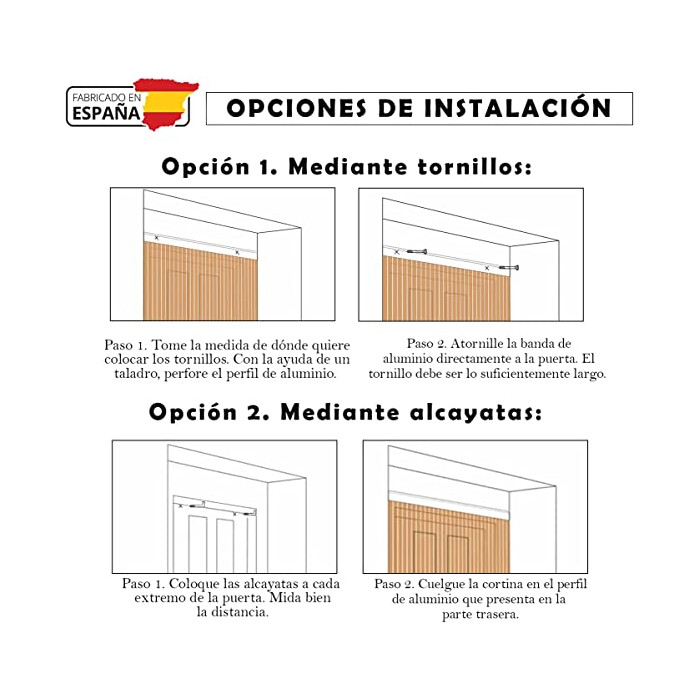 HOME MERCURY – Cortina Plana para Puerta Exterior o Interior, Material PVC  – Libre de Insectos (210x90CM, Marron+Filo Beig P1)