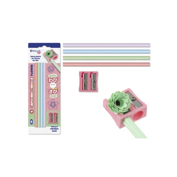 Set 4 lapices flor hb + afilalapiz wabi-sabi